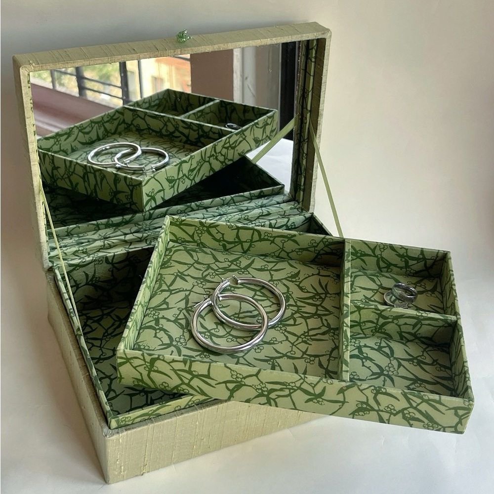 fabric two tier jewelry case